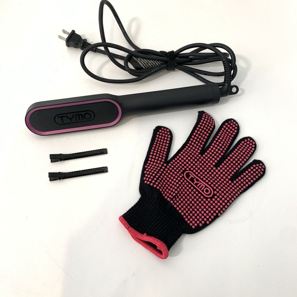 TYMO Ionic Hair Straightener Brush Straightening Comb Glove HC105 Black Pink